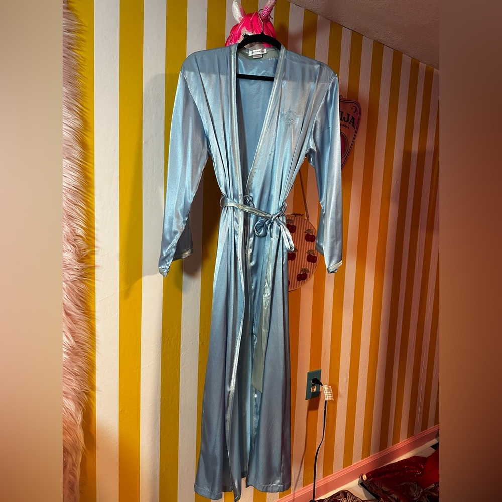 Jones New York Shimmering Blue Satin Robe